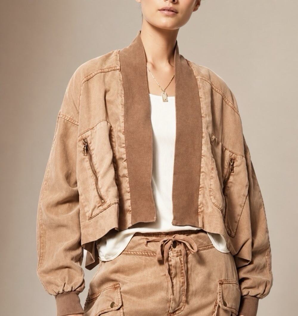 YOUNG FABULOUS & BROKE FARA CROPPED CONVERTIBLE JACKET XS